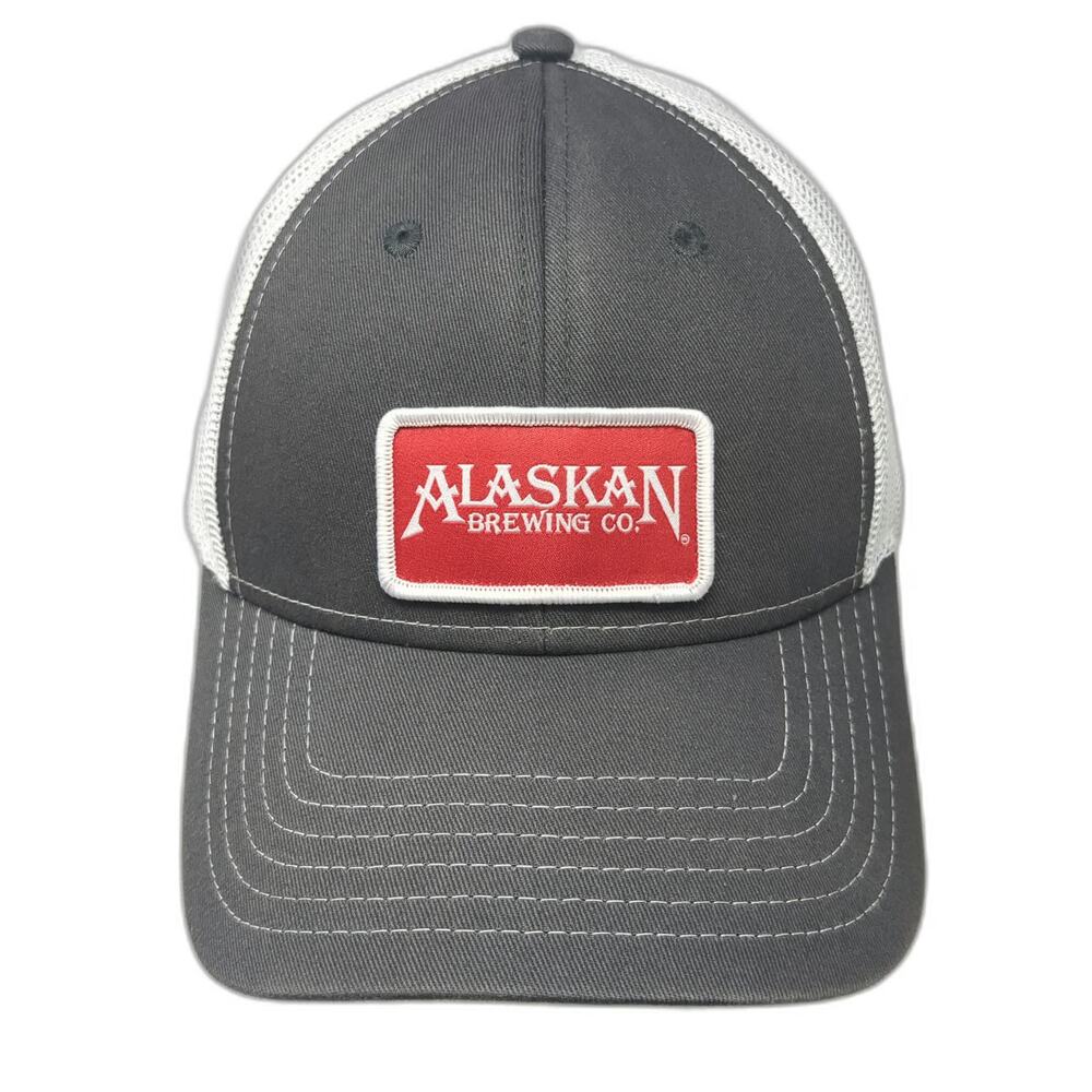 Alaskan Brewing Co Trucker Hat Gray White Red One Size Mesh Back Snapback Patch